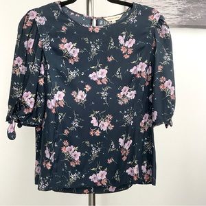 Rebecca Taylor Green Floral Print Blouse